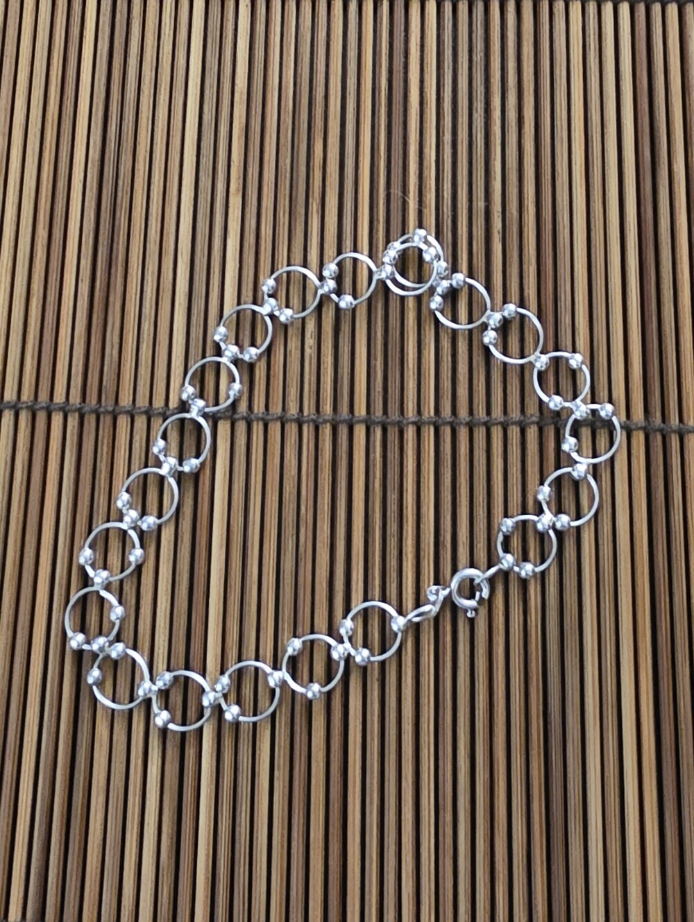 925 Silver Ring Linked Ankle Bracelet